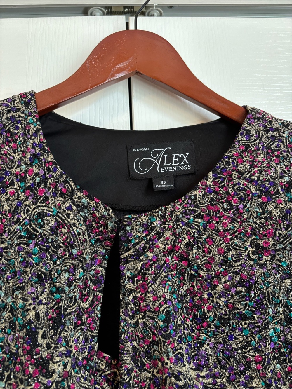 Alex Evenings Black Multicolor Beaded Open Jacket with Tank top - Picture 2 of 10